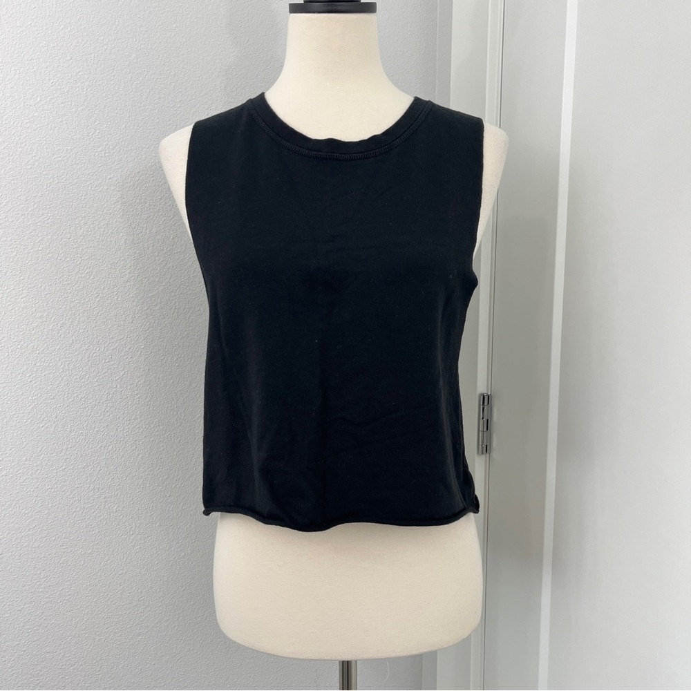 Offline by Aerie Small Black Sleeveless Crop Top Muscle T-Shirt